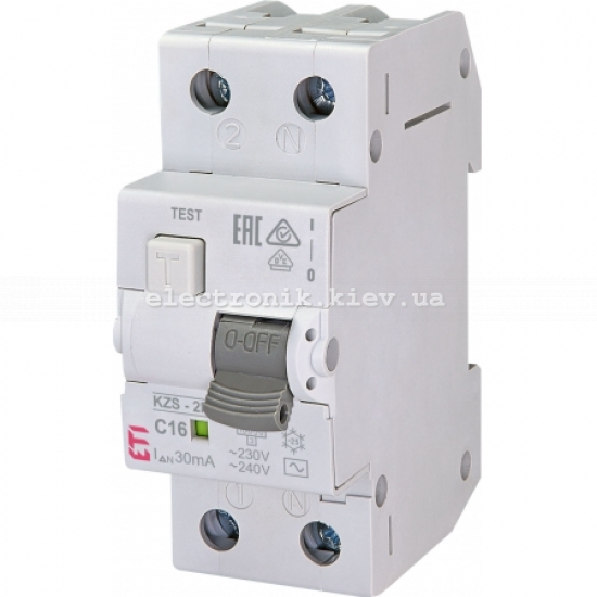 Диф. автоматичний вимикач KZS-2M C 16/0,03 тип AC (10kA) ETI