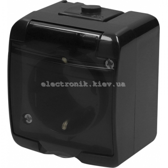 Розетка накладная, черный, IP 54 Hermetics ETI