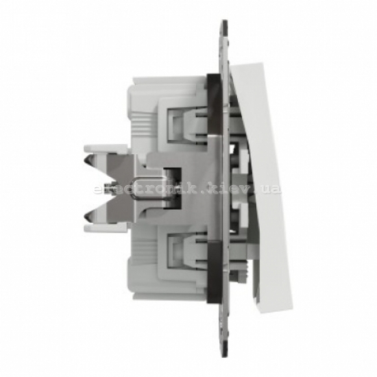 Прохідний вимикач двоклавішний, білий, Schneider Asfora, без рамки
