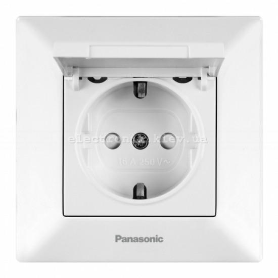 Panasonic ARKEDIA SLIM белый Розетка с заземлением, крышкой и шторками