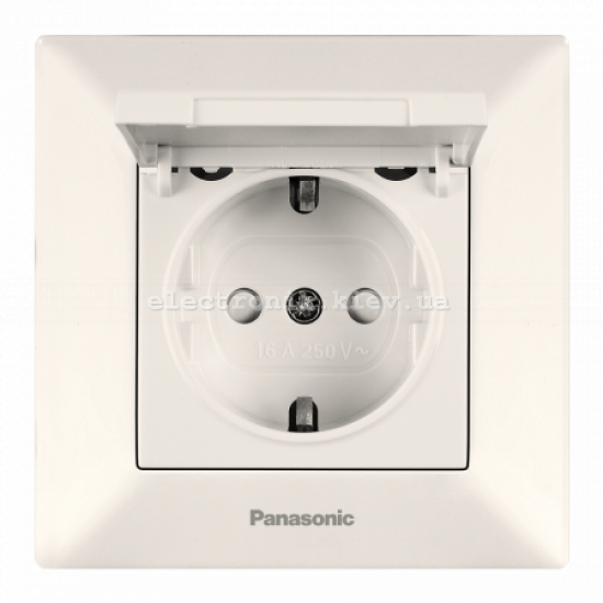 Panasonic ARKEDIA SLIM крем Розетка с заземлением, крышкой и шторками
