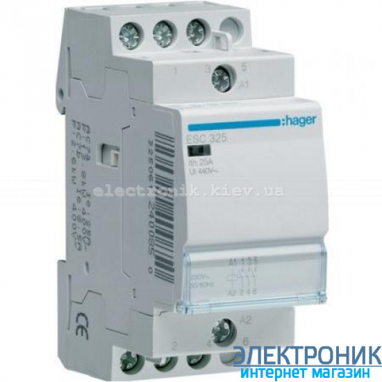Контактор Hager ESC325 - 230В/25A, 3НВ