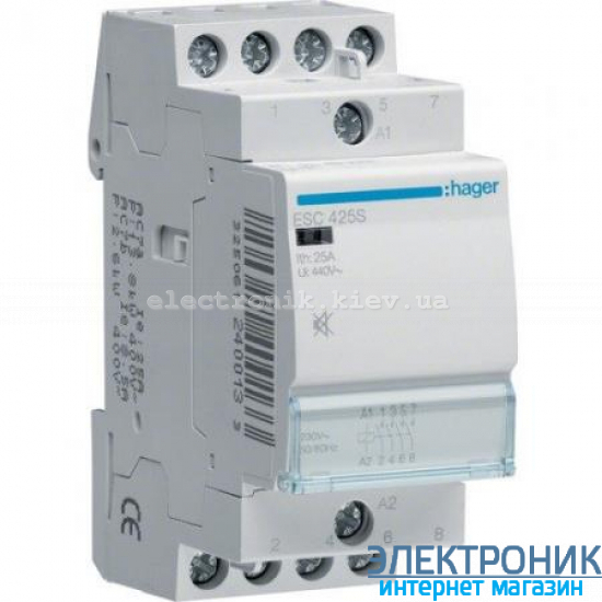 Контактор безшумний Hager ESC425S - 230В/25A, 4НО