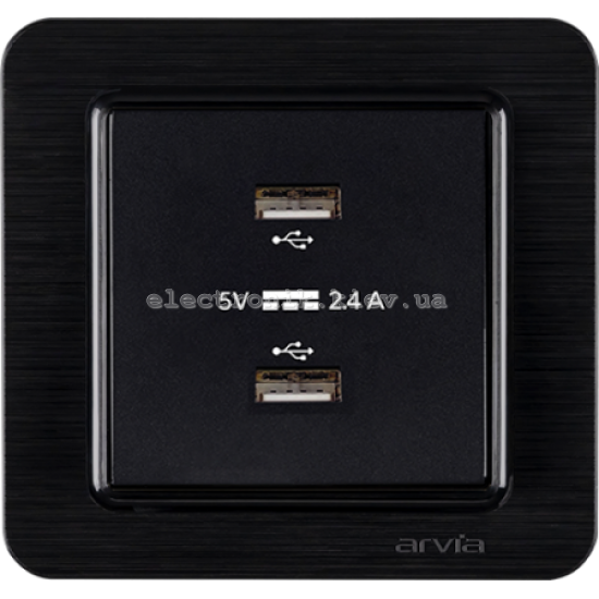 Розетка USB-A+USB-A 5V-2.4A, Черный LAVIN