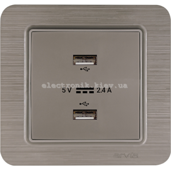 Розетка USB-A+USB-A 5V-2.4A, Медь LAVIN