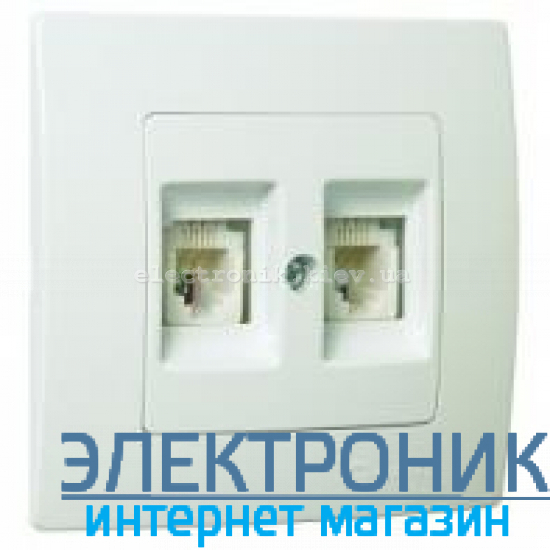 Makel Lilium Natural Kare Белый Розетка компьютер-телефон (RJ45 Cat5e-RJ11)