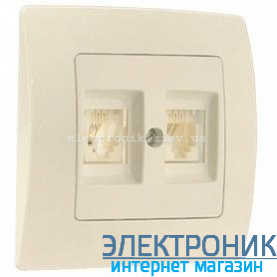 Makel Lilium Natural Kare КРЕМ Розетка компьютерная двойная (2 X RJ45 Cat5