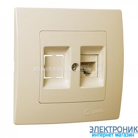 Makel Lilium Natural Kare КРЕМ Розетка компьютерная одинарная (RJ45 Cat5e)