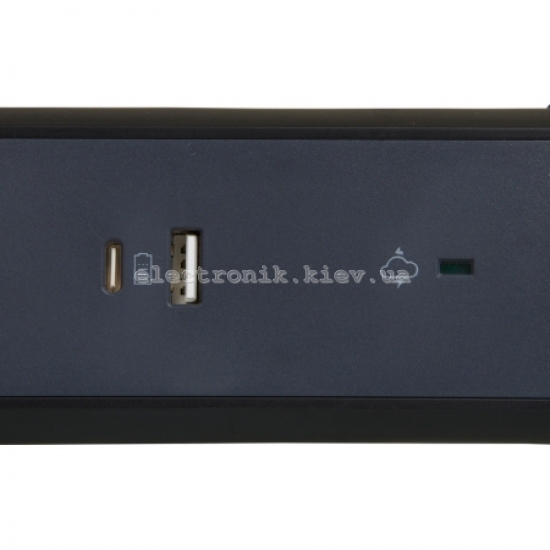 Удлинитель ПРЕМІУМ 5х2К+З розеток 16 А з USB A+C, із ПЗІП, с кабелем 1,5 м, цвет черный