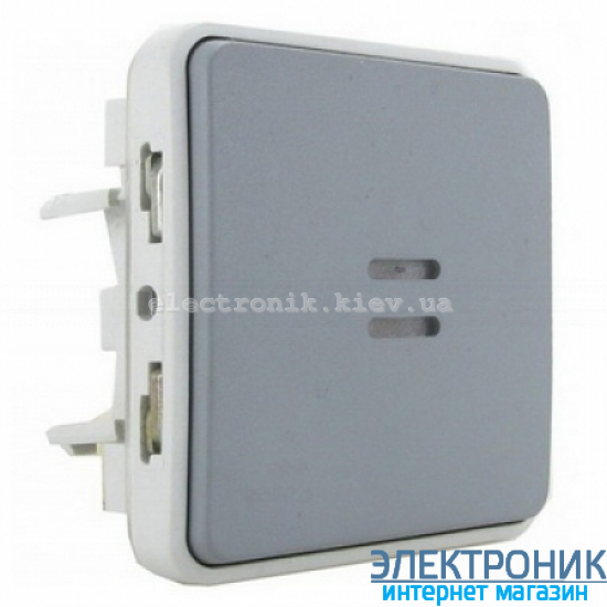 Прохідний вимикач із підсвічуванням Сірий 069512 Legrand Plexo ip55