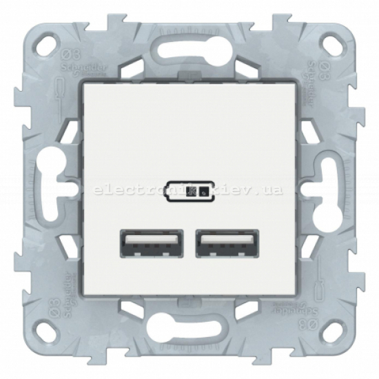 Розетка USB 2-а (для підзарядки), Білий, серія Unica New