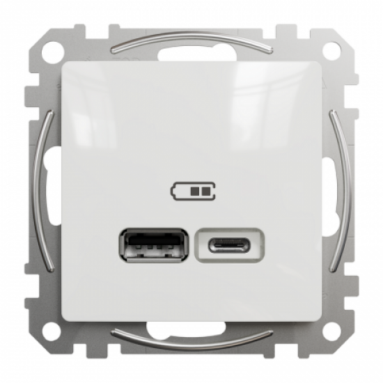 USB Розетка A+C 2,4A цвет белый Sedna Design