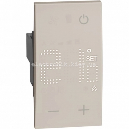 Терморегулятор/термостат цифровий з дисплеєм для повітря 230В 5(2)А 2 модулі. Колір Пісочний. Bticino серія Living Now