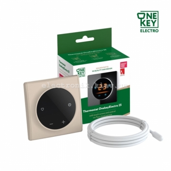 Терморегулятор ONEKEYELECTRO 25 с WiFi, рамка бежевая, пластик