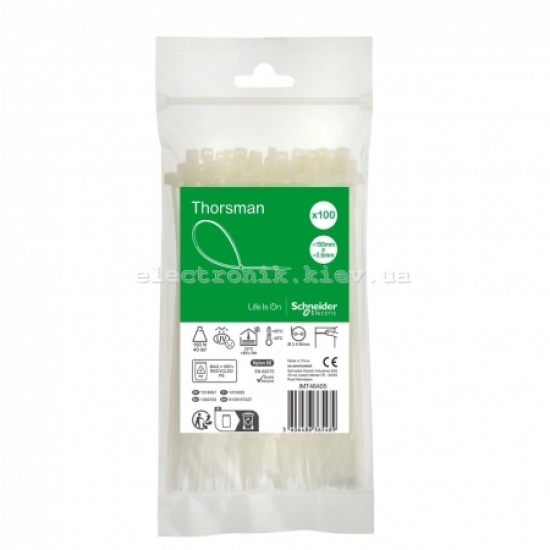 Хомут кабельный Schneider Thorsman 150x3.6мм белый (100шт)