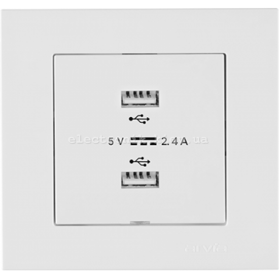 Розетка USB-A+USB-A 5V-2.4A, Белый KAREN