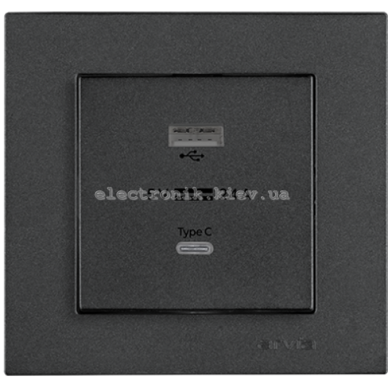 Розетка USB-A+USB-C 5V-2.4A, Дымчатый KAREN