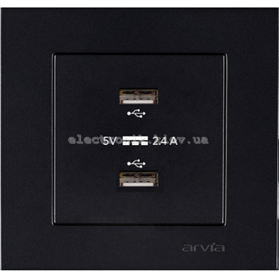 Розетка USB-A+USB-A 5V-2.4A, Черный KAREN