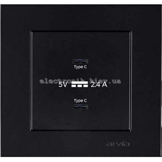 Розетка USB-C+USB-С 5V-2.4A, Черный KAREN