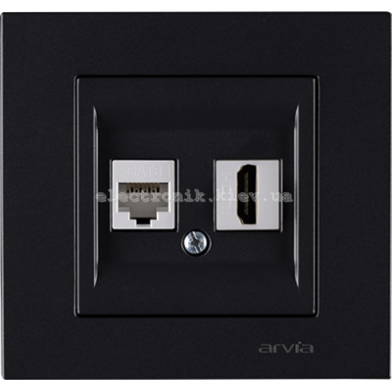 Розетка комп. Cat6+ Розетка HDMI, Черная KAREN