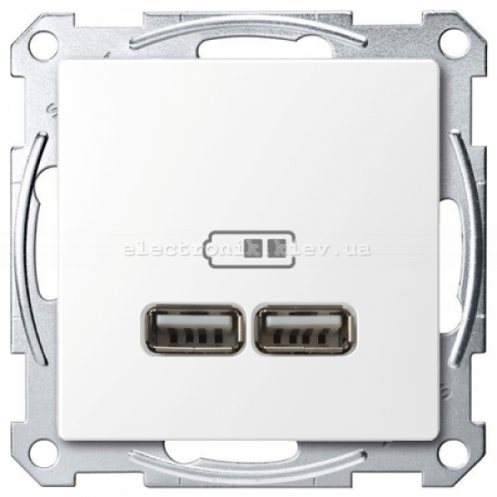 Розетка USB 2-ая (для подзарядки), цвет Белый лотос, Schneider Merten D-Life