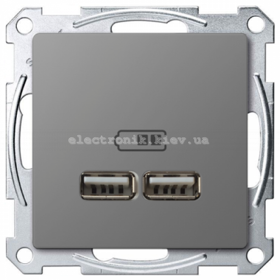 Розетка USB 2-а (для підзарядки), колір Сталь, Schneider Merten D-Life