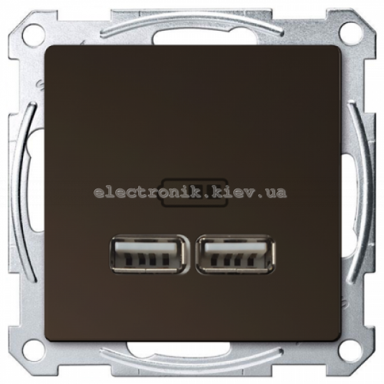 Розетка USB 2-а (для підзарядки металева), колір Мокка, Schneider Merten D-Life
