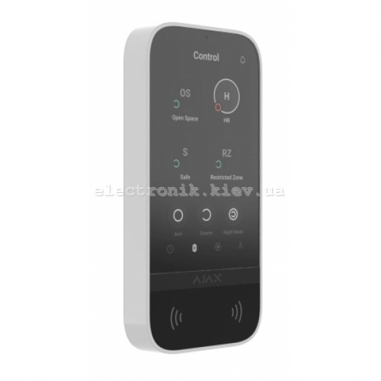 Беспроводная клавиатура с сенсорным экраном Ajax KeyPad TouchScreen White