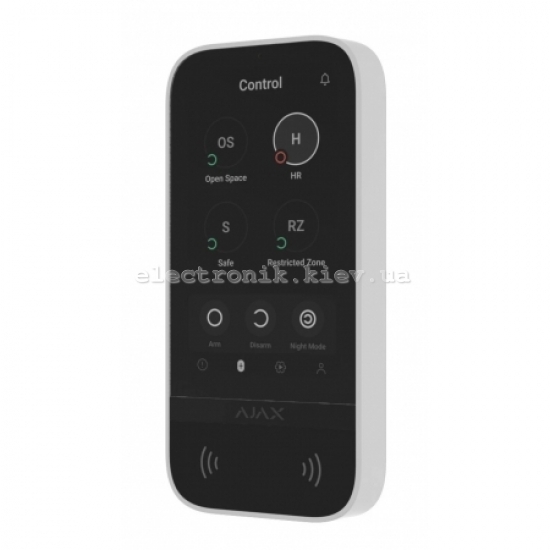 Бездротова клавіатура із сенсорним екраном Ajax KeyPad TouchScreen White