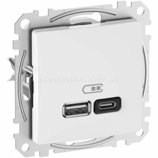 USB Розетка A+C 3A 45Вт колір білий Sedna Design