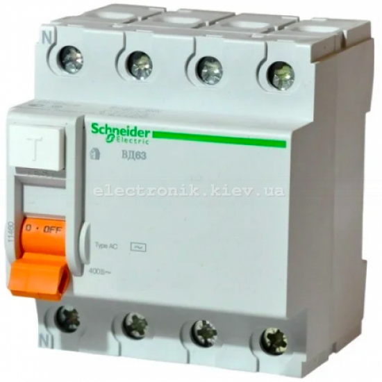 Устройство защитного отключения (УЗО) Schneider-Electric Домовой ВД63 4P 40A 30МA