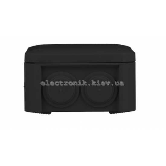 Коробка распределительная наружная, чёрная,  90х90х52мм IP54 с резиновыми сальниками UNIKA PLANK IB401Vintage