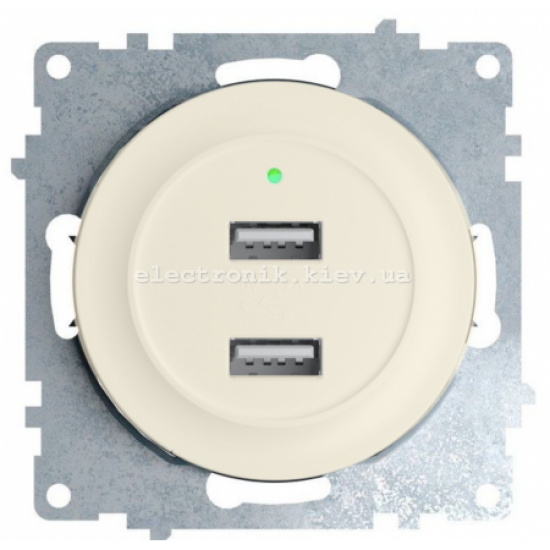 Розетка USB двойная с подсветкой OneKeyElectro, цвет крем