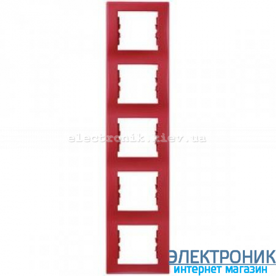 Рамка Schneider (Шнайдер) Sedna 5-постовая вертикальная красный