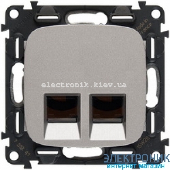 Розетка интернет двойная RJ45, кат. 6 UTP, Legrand Valena Allure (алюминий)