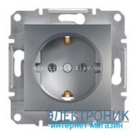 Розетка Schneider (Шнайдер) Asfora Plus с заземлением сталь (акция)