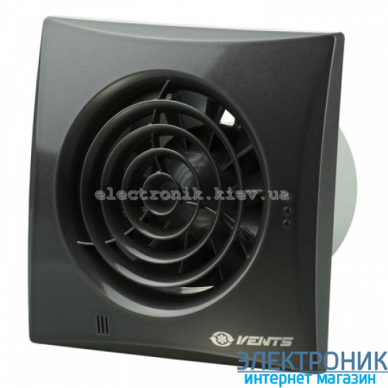 Витяжний вентилятор на підшипниках Вентс 125 Квайт Чорний сапфір лак, обладнаний зворотним клапаном