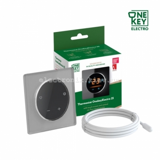 Терморегулятор ONEKEYELECTRO 25 с WiFi, рамка серая, стекло