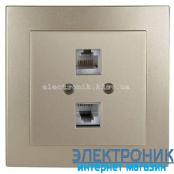 Розетка Комбин. Компьютерная – Телефонная RJ45 - CAT 5 - RJ 11  ЗОЛОТО