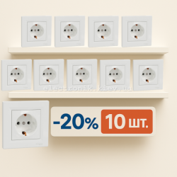 Комплект розеток с заземлением 10 штук, белая Schneider Asfora
