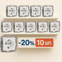 Комплект розеток с заземлением 10 штук, белая  Schneider Asfora, без рамки