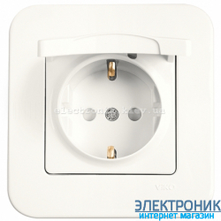 Розетка с крышкой и защитными шторками VIKO Rollina (с заземлением) КРЕМ