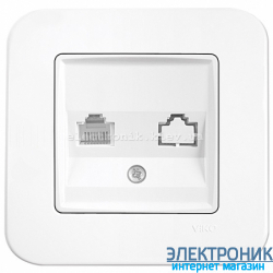 Розетка компьютерная одинарная RJ45 Cat5e VIKO Rollina Белая