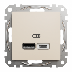 USB Розетка A+C 2,4A цвет бежевый Sedna Design