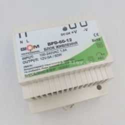 Блок питания Biom на DIN-рейку TH35/ЕС35 60W 5A 12V IP20