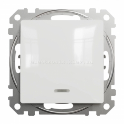 Одноклавішний вимикач з підсвічуванням колір білий Sedna Design