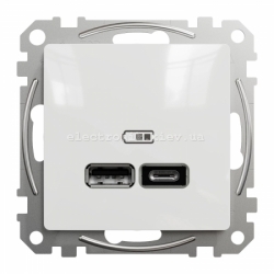 USB Розетка A+C 2,4A цвет белый Sedna Design