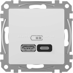 USB Розетка A+C 3A 45Вт колір білий Sedna Design