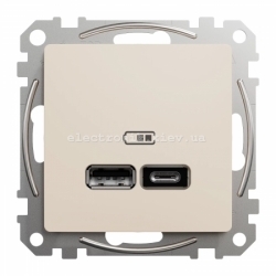 USB Розетка A+C 2,4A цвет бежевый Sedna Design