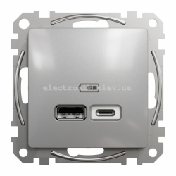 USB Розетка A+C 2,4A цвет алюминий Sedna Design